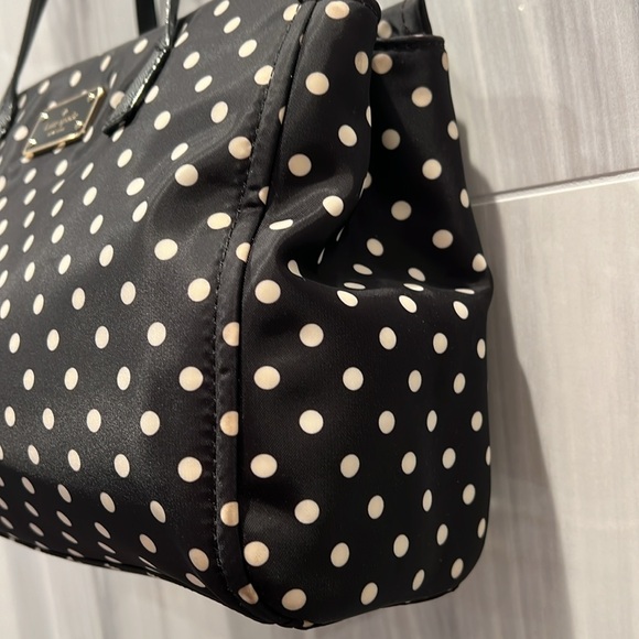 Kate Spade Black and White Polka Dot Fabric Handbag Crossbody EUC - Picture 5 of 17
